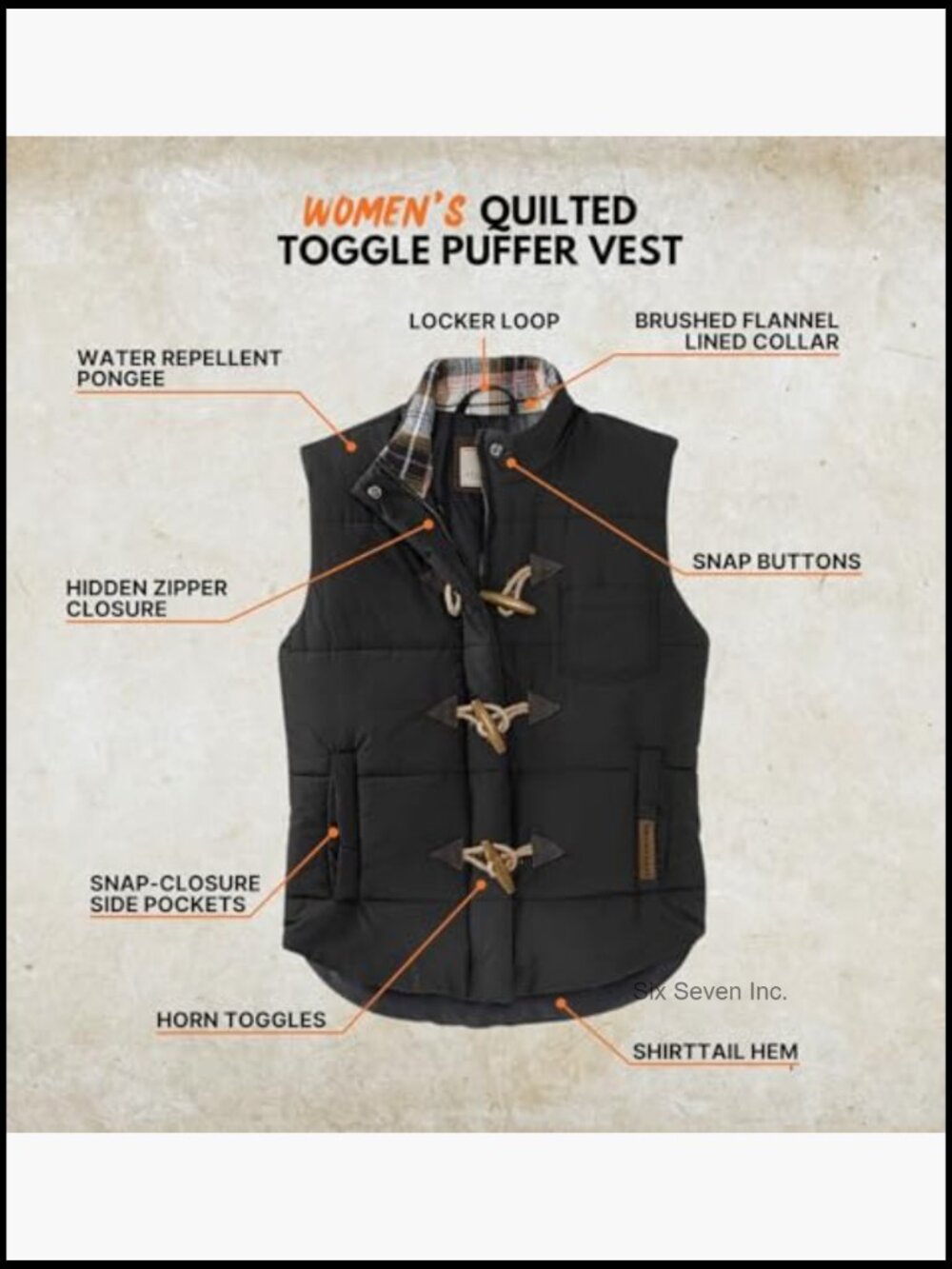 Women's Quilted Vest with Suede Front Opening and Snaps - Picture 3 of 7